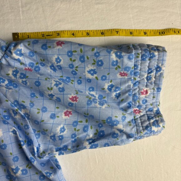 Casual Nights Blue Floral Nightgown Snap Button Front Size Small - Picture 6 of 9